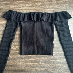FOREVER 21 Black Off-The-Shoulder Sweater